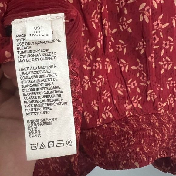 Free People Roma Blouse Berry Combo Red Large - Picture 11 of 12